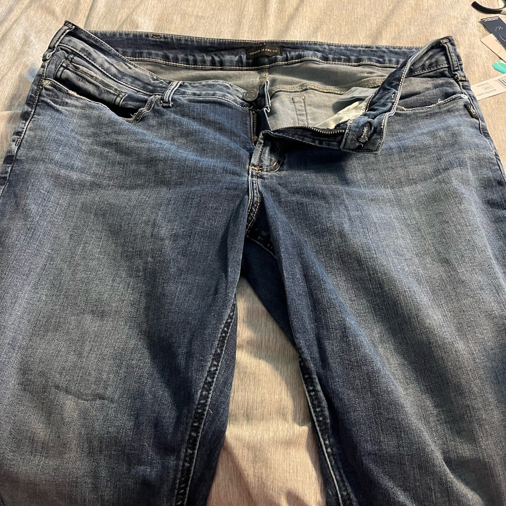 Silver cropped jeans